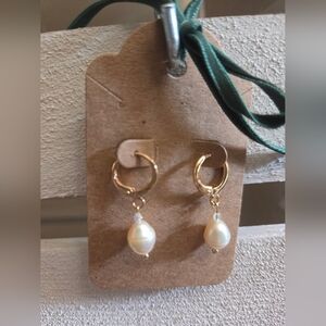 Elegant Gold Pearl Hoop Earrings